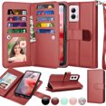 thumbnail image 1 of Njjex For Motorola Moto G Power 2024 5G Wallet Case, Moto G Power 5G 2024 Case, Njjex Luxury PU Leather [9 Card Slots Holder ] Carrying Folio Flip Cover [Detachable Magnetic Hard Case] -Wine Red, 1 of 6