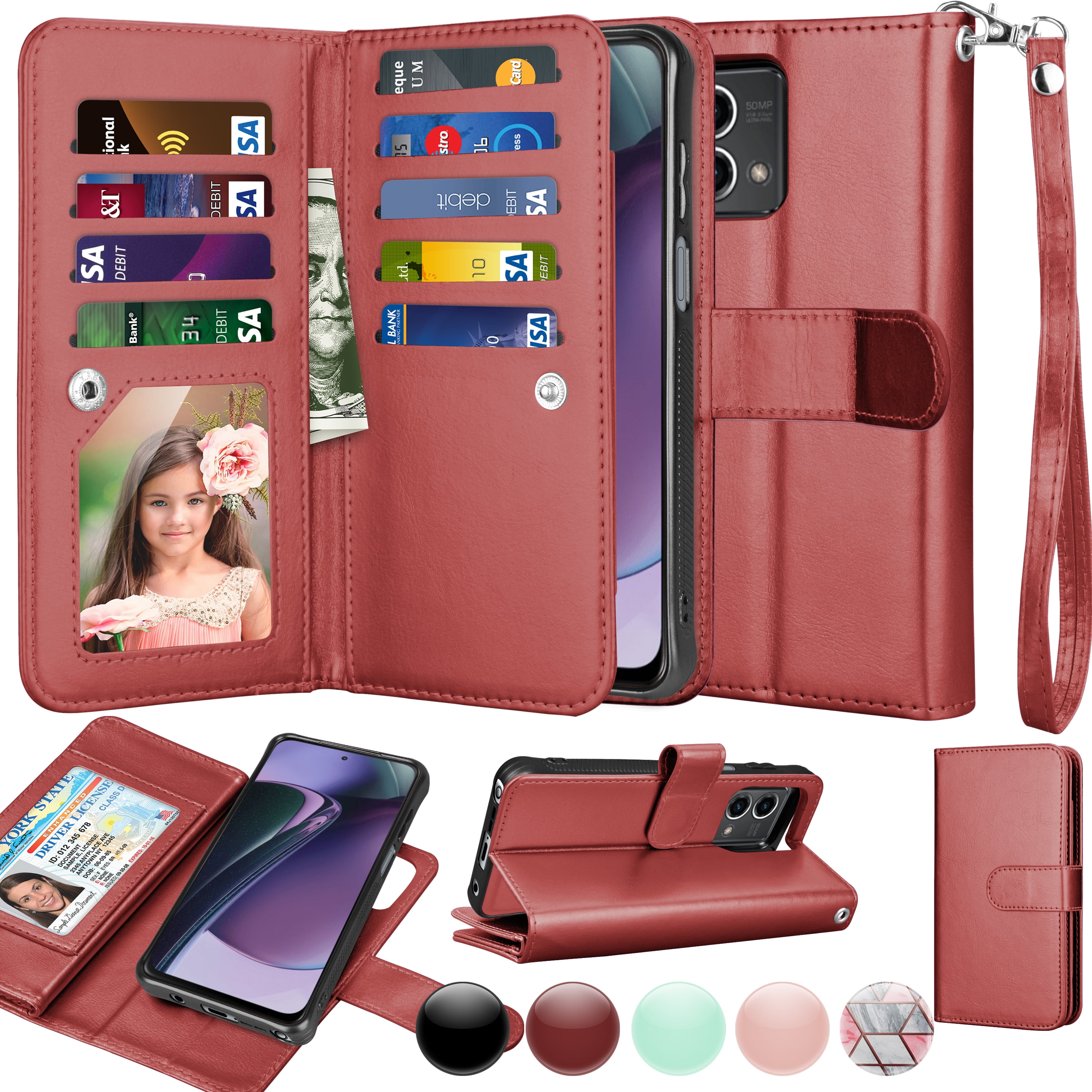 Motorola MOTO G73 5G Case , Wallet Cover Zipper Poket Nine Card Slot PU  Leather Magnetic Clasp Kickstand Compatible with Motorola MOTO G73 5G Case  