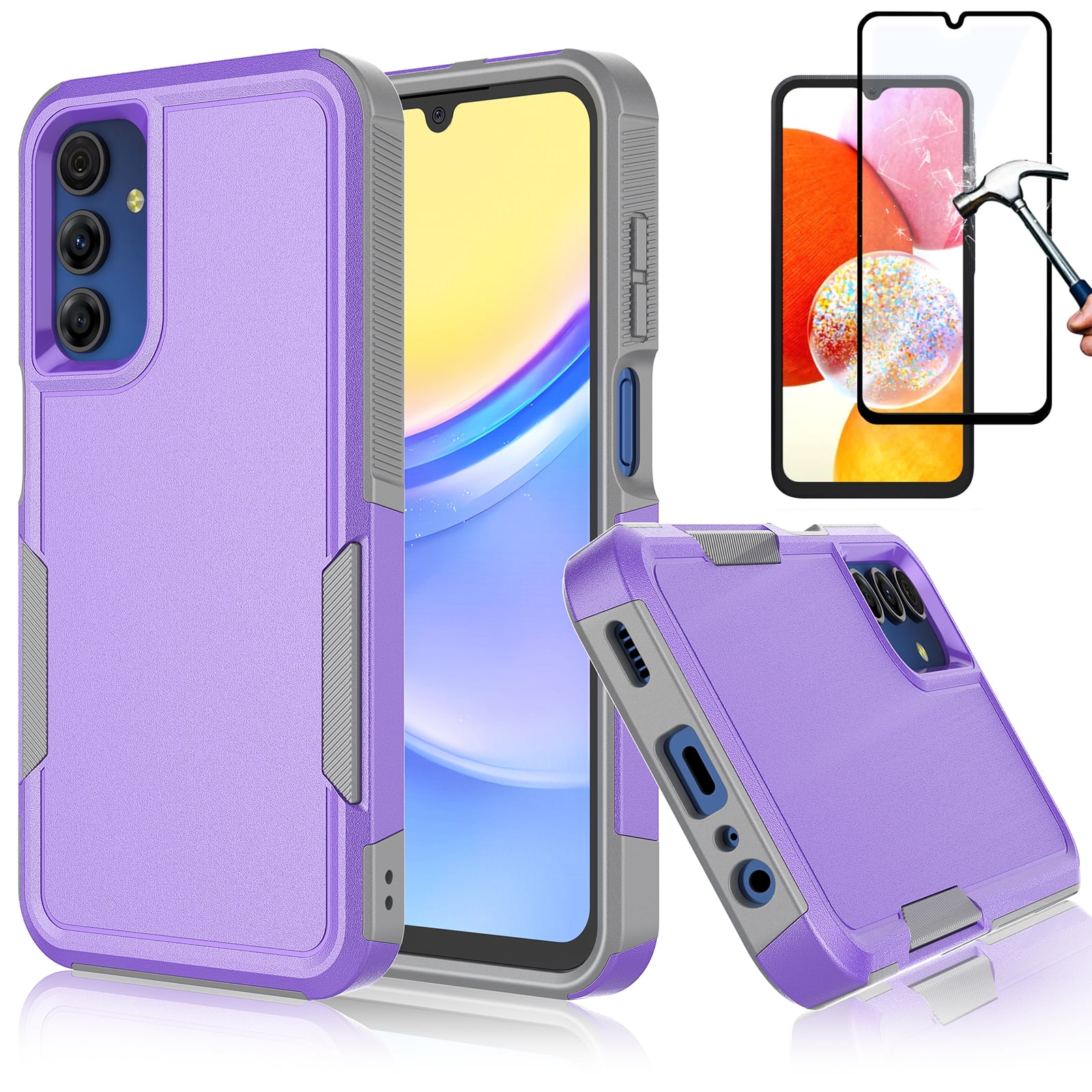  YZKJSZ Case for Samsung Galaxy A15 Cover + Screen Protector  Tempered Glass Protective Film - Soft Gel Black TPU Silicone Protection  Case for Samsung Galaxy A15 (6.4) - KE72 : Cell