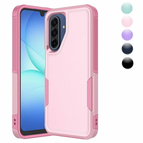 Njjex Galaxy A17 5G Case 6.7" Shockproof Rugged Cover, Military Grade Protection, Slim Fit Anti-Slip Bumper Case Dual Layer Full Body Protective Cover for Samsung A17 5G 2025 -Pink