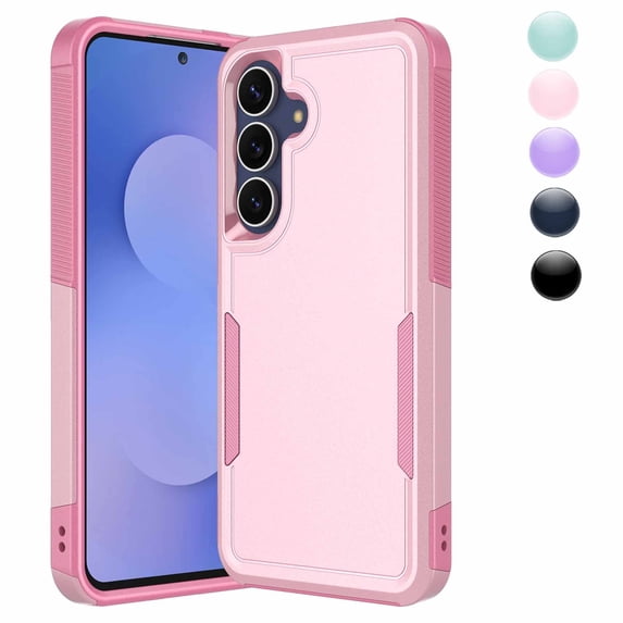 Njjex Galaxy S25 FE 5G Case 6.7" Shockproof Rugged Cover, Military Grade Protection, Slim Fit Anti-Slip Bumper Case Dual Layer Full Body Protective Cover for Samsung S25 FE 5G 2025 -Pink