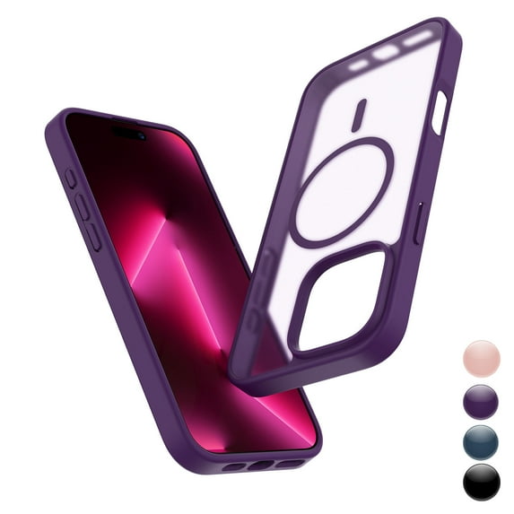 Njjex Magnetic Case for Phone 16 Case 6.1",Cute Luxruy Clear Slim Case, Rugged Shockproof Protective Transparent Cell Phone Cover,Purple