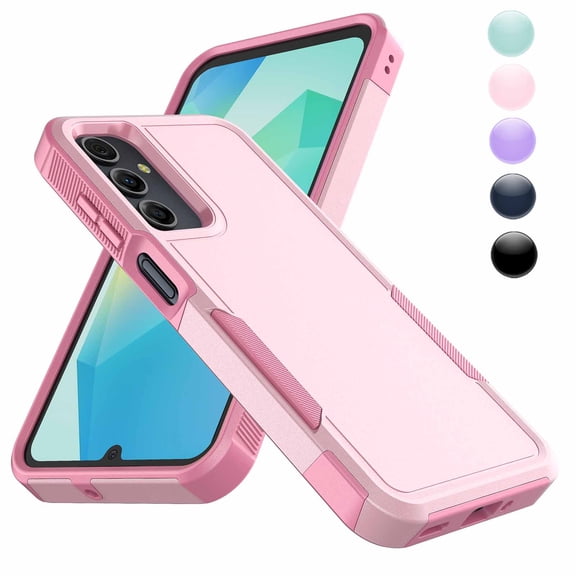 Njjex Military Grade Shockproof Case for Samsung Galaxy A16 5G 6.7" 2024 | Heavy Duty Rugged Dual Layer Cover, Non-Slip Grip & Raised Edges | AT&T/T-Mobile/Verizon/All Carriers-Pink