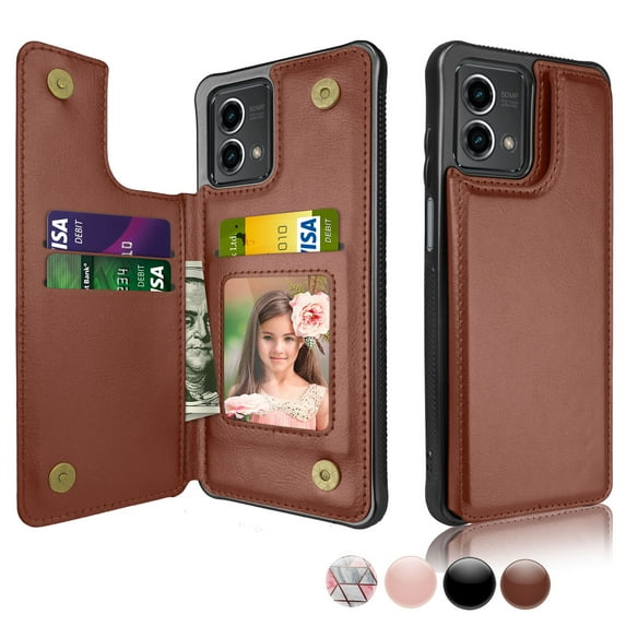 Njjex For Moto G 5G 2023 Case, Motorola G 5G 2023 Wallet Case, Moto G 5G 2023 PU Leather Case,Luxury Slim Folio Flip Kickstand Shockproof Cards Holder Wallet Case Cover -Brown