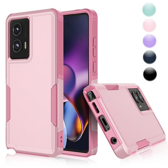 Njjex for Moto G Stylus 2024 5G Phone Case,Shockproof Dust/Drop Proof 2-Layer Full Body Protective Heavy Duty Durable Rugged Hybrid Cover for Motorola Moto G Stylus 2024 5G,Pink