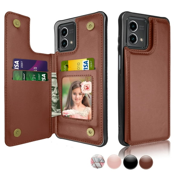 Njjex For Motorola G Stylus 2023 5G Wallet Case, Moto G Stylus 2023 5G PU Leather Case,Luxury Slim Folio Flip Kickstand Shockproof Cards Holder Wallet Case Cover -Brown