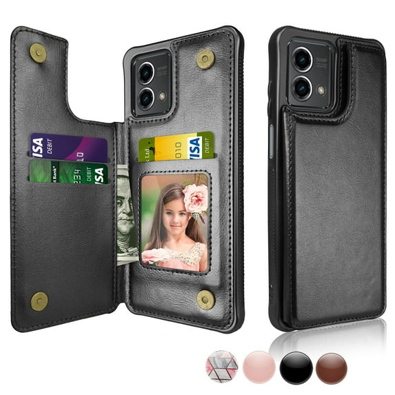 Njjex For Motorola G Stylus 2023 5G Wallet Case, Moto G Stylus 2023 5G PU Leather Case,Luxury Slim Folio Flip Kickstand Shockproof Cards Holder Wallet Case Cover -Black