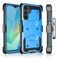 thumbnail image 1 of Njjex Motorola Moto G 2024 [5G Only] | XT2417 Holster Case [3-in-1] - Military-Grade Drop Protection, Built-in Screen Protector & 360° Rotating Belt Clip Carrying Swivel Defender Full Body Cover-Blue, 1 of 7