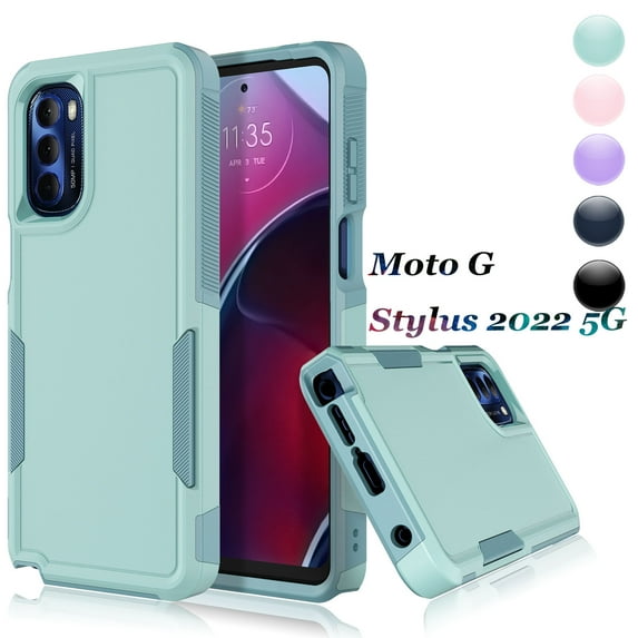 Njjex for Motorola Moto G Stylus | 5G | 2022 | XT2215 Case,2 in 1 Hard PC Phone Case for Moto G Stylus 5G 2022 ,Rubber & Rugged Shockproof Full Body Protection Case Cover - Turquoise