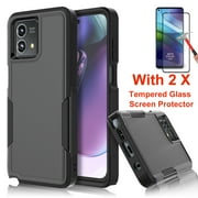 Njjex for Motorola Moto G Stylus 5G 2023 Phone Case,360 Full Body Shockproof Heavy Duty Protection With Tempered Glass Screen Protector Case Cover for Moto G Stylus 5G 2023 (Black)