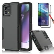Njjex for Motorola Moto G Stylus 5G 2023 Phone Case,360 Full Body Shockproof Heavy Duty Protection With Tempered Glass Screen Protector Case Cover for Moto G Stylus 5G 2023 (Black)