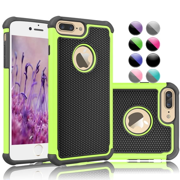 Njjex Phone Case For 5.5" iPhone 8 Plus / iPhone 7 Plus, Njjex 2-Piece Shockproof Rugged Rubber Plastic Hard Case Cover For iPhone 8 Plus (2017) / iPhone 7 Plus (2016) -Green