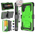 thumbnail image 1 of Njjex Phone Cases for Samsung Galaxy A13 5G (2021) 6.5", [Buit-in Temerped Glass Screen Protector] Combo Holster Belt Clip [Heavy Duty] [Kickstand] Full-Body Rugged Holster Case (Green), 1 of 9