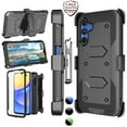 thumbnail image 1 of Njjex Phone Cases for Samsung Galaxy A15 6.5" 5G 2024, [Buit-in Temerped Glass Screen Protector] Combo Holster Belt Clip [Heavy Duty] [Kickstand] Full-Body Rugged Holster Case（Black), 1 of 8