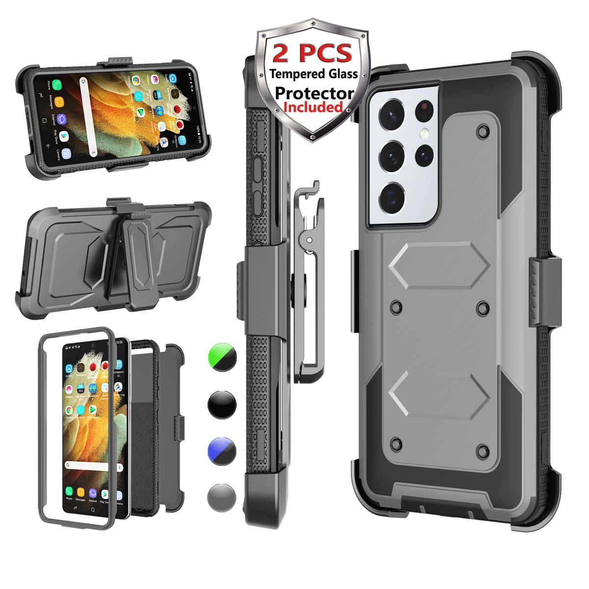 Njjex Case for Galaxy S21 Plus 5G, Pack Screen Protector, Full