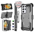 thumbnail image 1 of Njjex Phone Cases for Samsung Galaxy S21 Plus S21+ 5G 6.7" 2021, [2 Pack Temerped Glass Screen Protector] Combo Holster Belt Clip [Heavy Duty] [Kickstand] Full-Body Rugged Holster Case (Gray), 1 of 9