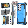 thumbnail image 1 of Njjex Phone Cases for Samsung Galaxy S21 Plus S21+ 5G 6.7" 2021, [2 Pack Temerped Glass Screen Protector] Combo Holster Belt Clip [Heavy Duty] [Kickstand] Full-Body Rugged Holster Case (Blue), 1 of 9
