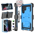 thumbnail image 1 of Njjex Phone Cases for Samsung Galaxy S22 Ultra 5G (2022) 6.8", [Buit-in Temerped Glass Screen Protector] Combo Holster Belt Clip [Heavy Duty] [Kickstand] Full-Body Rugged Holster Case (Blue), 1 of 9