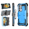 thumbnail image 1 of Njjex Phone Cases for Samsung Galaxy S21 Ultra 5G 6.8" 2021, Combo Holster Belt Clip [Heavy Duty] [Kickstand] Full-Body Rugged Holster Case (Blue), 1 of 9