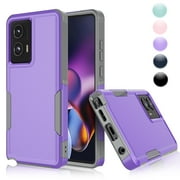 Njjex Rugged 2-Layer Shockproof Cell Phone Case for Motorola Moto G Stylus 2024 5G, Purple