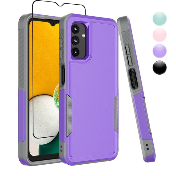 Njjex Samsung Galaxy A13 5G Case With Screen Protector;Military Grade Full Body Double Layer Protection Shock Resistant Drop Resistant TPU Durable Detachable for Galaxy A13 5G Phone Case - Purple