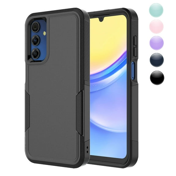 Njjex for Samsung Galaxy A15 5G Phone Case,Shockproof Dust/Drop Proof 2-Layer Full Body Protective Heavy Duty Durable Rugged Hybrid Cover for Galaxy A15 5G,Black