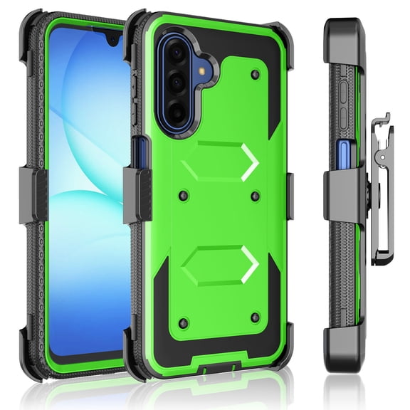 Njjex Samsung Galaxy A17 5G Holster Case[3-in-1]Military-Grade Drop Protection,Built-in Screen Protector &360Rotating Belt Clip Carrying Swivel Defender Full Body Cover for Samsung A17 -Green
