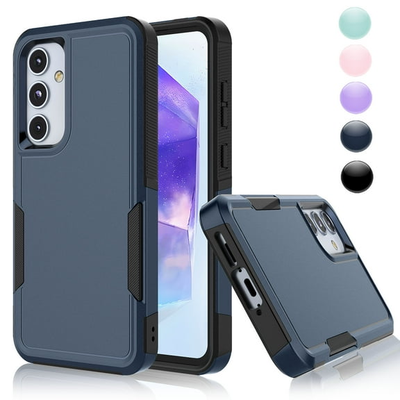 Njjex for Samsung Galaxy A55 5G Phone Case,Shockproof Dust/Drop Proof 2-Layer Full Body Protective Heavy Duty Durable Rugged Hybrid Cover for Galaxy A55 5G,Blue