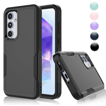 Njjex for Samsung Galaxy A55 5G Phone Case,Shockproof Dust/Drop Proof 2-Layer Full Body Protective Heavy Duty Durable Rugged Hybrid Cover for Galaxy A55 5G,Black