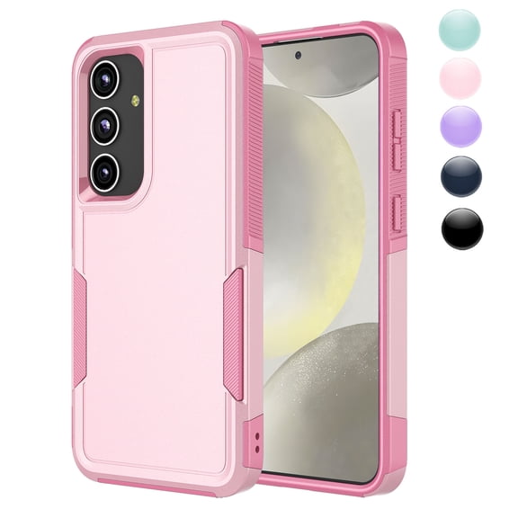 Njjex for Samsung Galaxy S24 5G Phone Case,Shockproof Dust/Drop Proof 2-Layer Full Body Protective Heavy Duty Durable Rugged Hybrid Cover for Galaxy S24 5G,Pink
