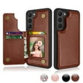 thumbnail image 1 of Njjex For Samsung Galaxy S24,S24 Plus,S24 Ultra Wallet Case, Galaxy S24 PU Leather Case,Luxury Slim Folio Flip Kickstand Shockproof Cards Holder Wallet Case Cover -Brown, 1 of 7