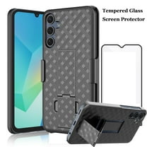 Njjex for Samsung Galaxy S25 5G Case with Belt Clip, Galaxy S25 Holster Case with Screen Protector, Kickstand Holder, Slim Shockproof Shell Full Body Cell Phone Cover -Black