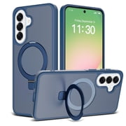 Njjex for Samsung Galaxy S25 FE Case,with Magnetic Invisible Stand [Military Drop Protection] [Compatible with MagSafe] Shockproof Slim Translucent Anti-Slip, Blue