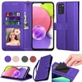 thumbnail image 1 of Njjex for Samsung Galaxy A03S Wallet Phone Case, Lanyard Flip Card Holder Slot Magnetic PU Leather Purse Kickstand Protective Case, Purple, 1 of 7