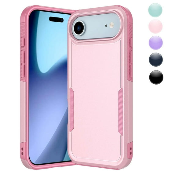 Njjex iPhone 17 Air Case 6.9" Shockproof Rugged Cover, Military Grade Protection, Slim Fit Anti-Slip Bumper Case Dual Layer Full Body Protective Cover for iphone 17 Air -Pink