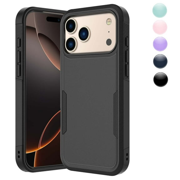 Njjex iPhone 17 Pro Max Case 6.9" Shockproof Rugged Cover, Military Grade Protection, Slim Fit Anti-Slip Bumper Case Dual Layer Full Body Protective Cover for iphone 17 Pro Max -Black