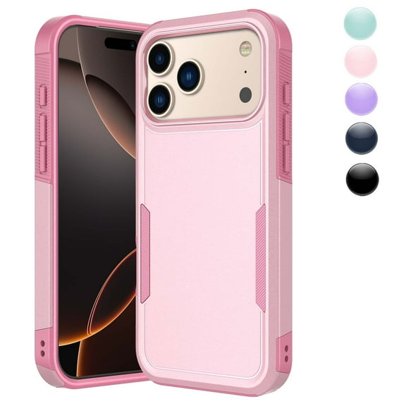 Njjex iPhone 17 Pro Max Case 6.9" Shockproof Rugged Cover, Military Grade Protection, Slim Fit Anti-Slip Bumper Case Dual Layer Full Body Protective Cover for iphone 17 Pro Max -Pink