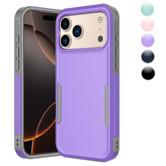 Njjex iPhone 17 Pro Max Case 6.9" Shockproof Rugged Cover, Military Grade Protection, Slim Fit Anti-Slip Bumper Case Dual Layer Full Body Protective Cover for iphone 17 Pro Max -Purple