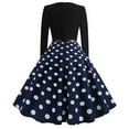 thumbnail image 1 of Njoeus 1950s Dresses for Women Long Sleeve Vintage Dress Polka Dots Retro Pinup Cocktail Party Midi Dress, 1 of 5