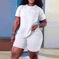 thumbnail image 1 of Njoeus 2 Piece Tracksuit Set for Women, Women's Casual Short Sleeve Tops Pockets Bodycon Biker Shorts Set Jogger Outfits Running Workout Gym Clothes, 1 of 4