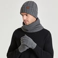 thumbnail image 1 of Njoeus 3 Piece Winter Hat Scarf & Gloves Set for Men Women, Knit Slouchy Beanie Hat & Neck Warmer & Gloves, 1 of 3