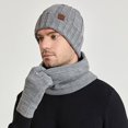 thumbnail image 1 of Njoeus 3 Piece Winter Hat Scarf & Gloves Set for Men Women, Knit Slouchy Beanie Hat & Neck Warmer & Gloves, 1 of 8