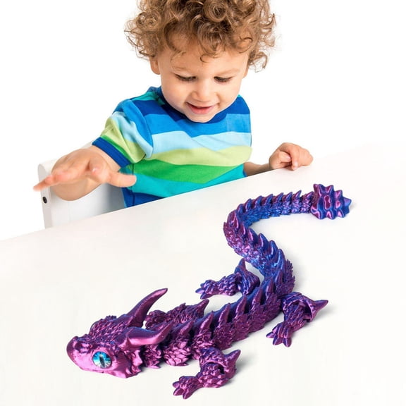 Njoeus 3D Printed Dragon Sculpture – Desktop Decor for Collectors, Fantasy Gifts & D&D Miniatures – Intricate Paintable Design, 3D Dragon Figurine (13.4-Inch, Multi-Color)