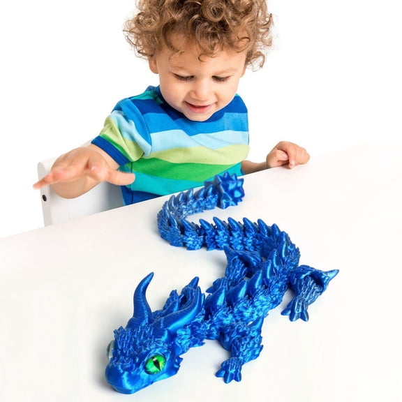 Njoeus 3D Printed Dragon Sculpture – Desktop Decor for Collectors, Fantasy Gifts & D&D Miniatures – Intricate Paintable Design, 3D Dragon Figurine (13.4-Inch, Multi-Color)