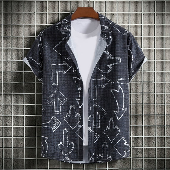 Njoeus Basic Tops Big & Tall Tops Mens Casual Short Sleeve Button Up Shirts Regular Fitted Hawaiian Summer Shirts M-3Xl Mens White Tee Shirts