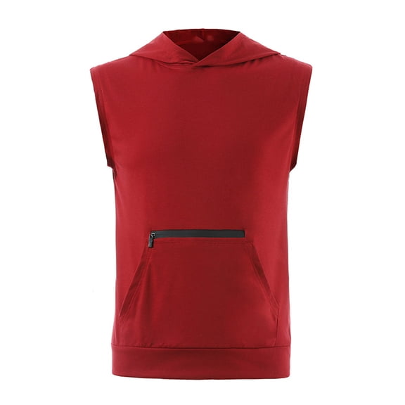 Njoeus Basic Tops Mens Tops Men's Summer Solid Hooded Vests Sleeveless Workout Tank Top for Men Casual Running T-Shirt Top Blouses Graphic Tees