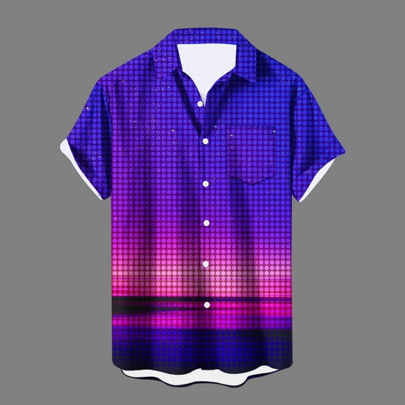 Njoeus Basic Tops Tee Shirts Mens Men's Hawaiian Shirt Button Up Short Sleeve Beach Shirts for Men Summer Casual M-3Xl Summer Tops for Teens