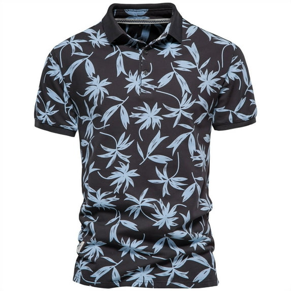 Njoeus Basic Tops Workout Tops Men's Short Sleeve Dress Shirts Leaf Print Hawaiian T-Shirt Summer Casual Beach Vacation Button Cottton Top Men Work Office Dresy Blouses Summer Tops for Men 2024