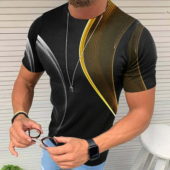 Njoeus Big & Tall Shirts for Men, Mens Graphic T-Shirts Men's Cool Geometry Print T Shirts Big & Tall Graphic Tees for Men Party Vacation Short Sleeve Crew Neck Shirt Casual Tops S-5Xl Athletic Tee Sh