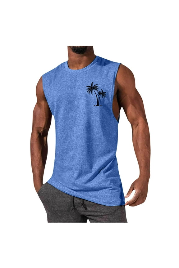 Big & Tall Shirts for Men Gym Workout Tank Top Casual Summer Sleeveless Shirts for Men Graphic Tees Basic T-Shirts S-4XL